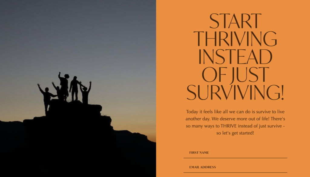 thriving not just surviving email form